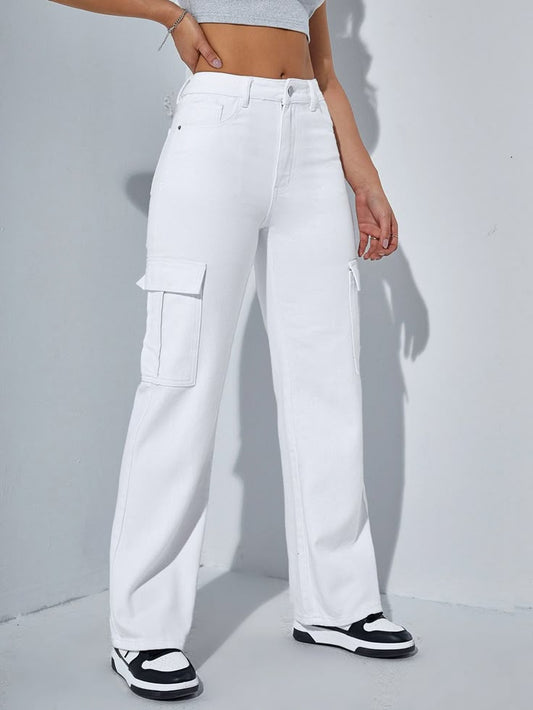 ZARA Unisex White Cargo Jeans