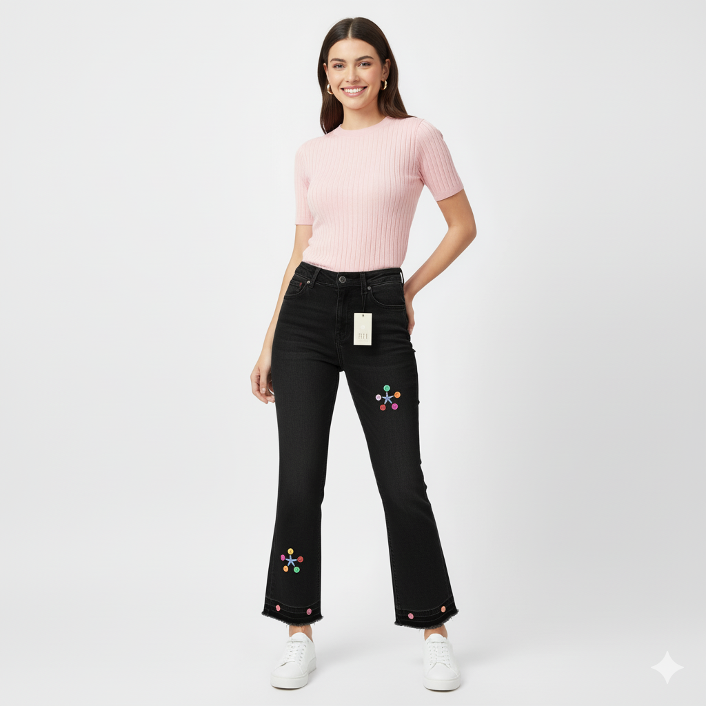 Black Jeans With Desing-black