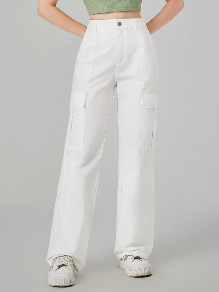 ZARA Unisex White Cargo Jeans