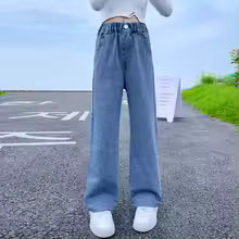 New 2025 Teenage Girls Blue Street Cartoon Print denim