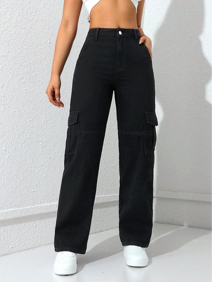 ZARA Unisex Black Cargo Jeans