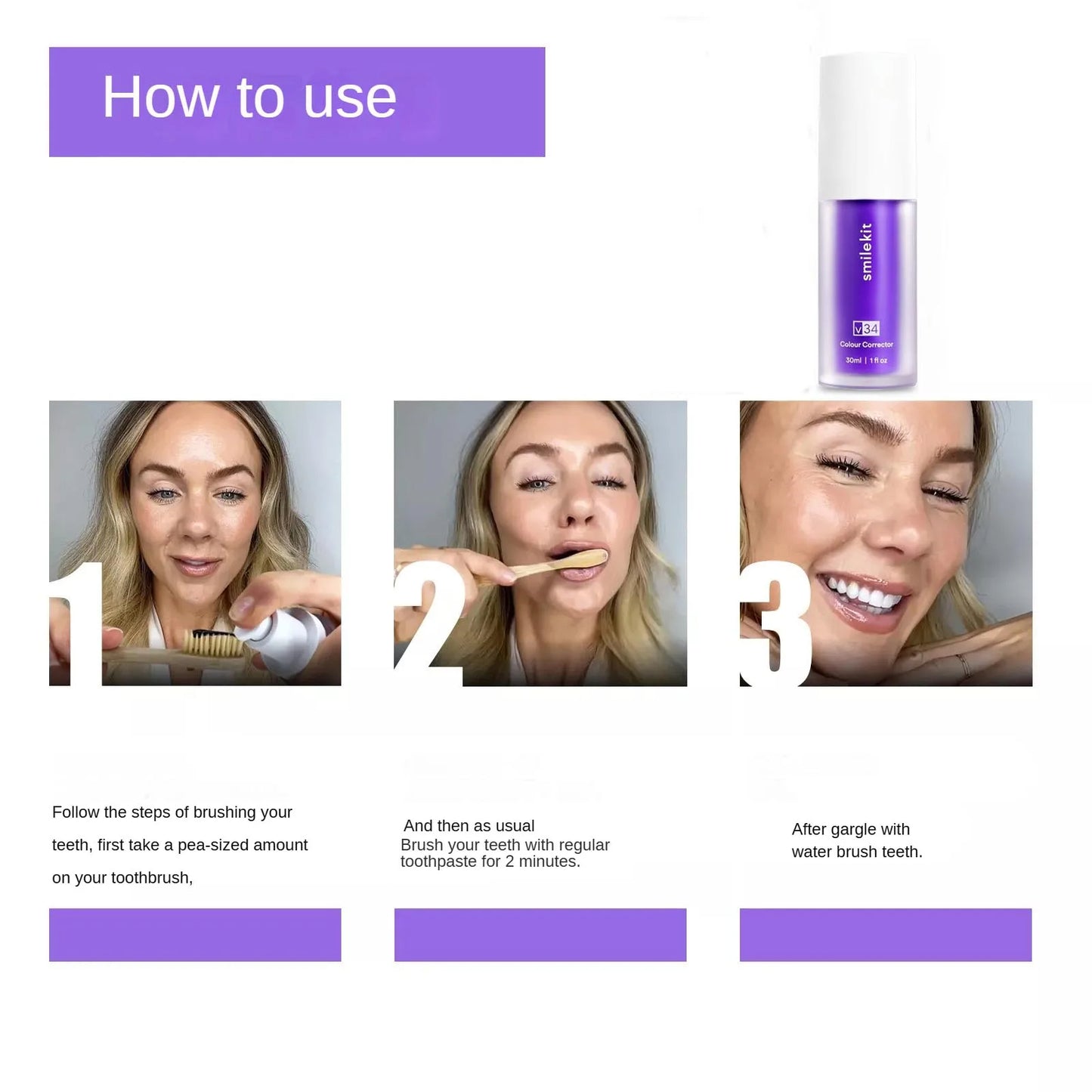 Hismile v34 Colour Corrector Serum Purple Teeth Whitening