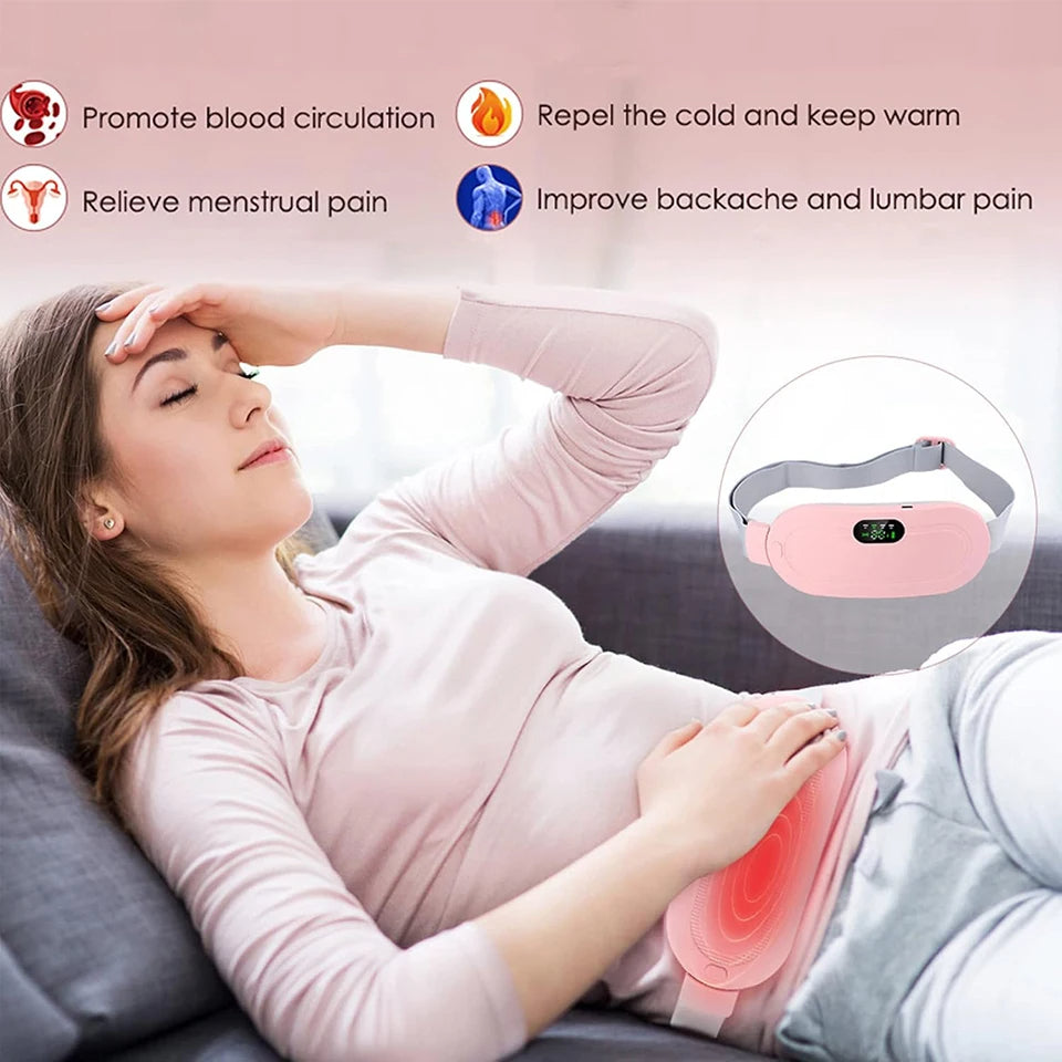 Period Cramp Massager Menstrual Heating Pad Dysmenorrhea Relieving Belt